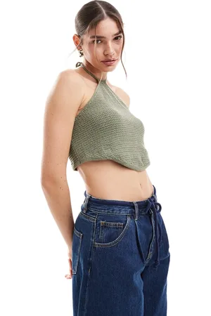 JJXX Crochet halterneck top in -Green