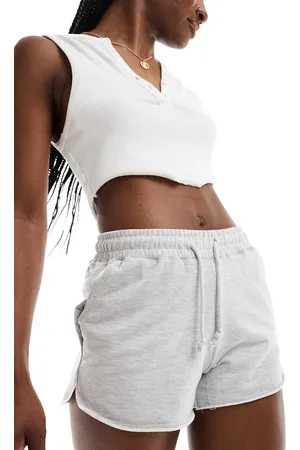 Pull&Bear Drawstring waist runner shorts in marl