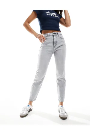 Noisy May Moni high waisted straight leg jeans in light washed grey
