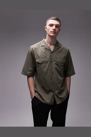 Topman Short sleeve relaxed double pocket shirt in -Green