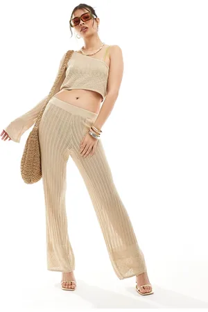 Something New X Cenit Nadir fine crochet pants in (part of a set)-Neutral