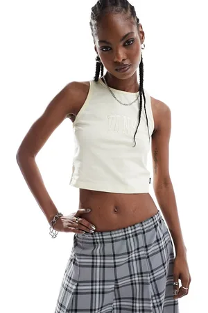 Vans Varsity racerback top with tonal logo in cream-White
