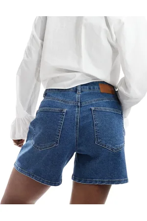 Object A-line denim shorts in medium blue