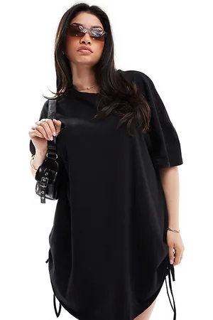 In The Style Ruched tie side oversized mini t-shirt dress in