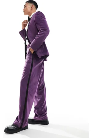 ASOS Wide leg velvet tuxedo suit pants in