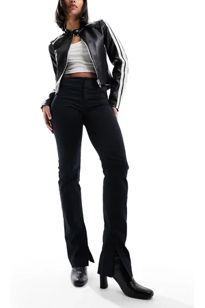 Monki Split hem fitted pants in
