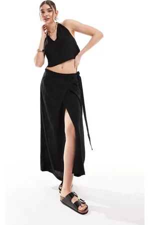 JJXX Linen mix wrap maxi skirt in (part of a set)