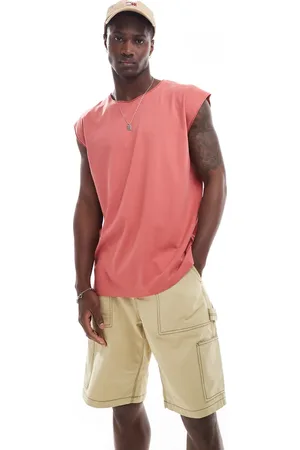 Brave Soul Raw edge singlet in mineral