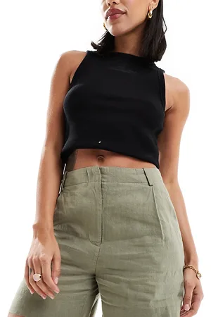 & OTHER STORIES Linen high waist shorts in exclusive to ASOS (part of a set)-Green