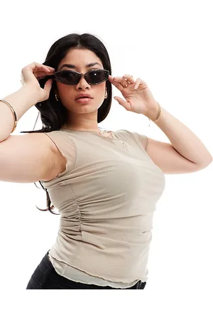 COLLUSION Plus double layer cap sleeve top in