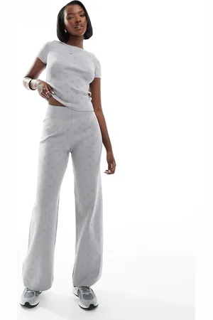 Fashionkilla Knit pointelle wide leg pants in (part of a set)