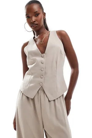 River Island Buttoned front waistcoat in -Neutral