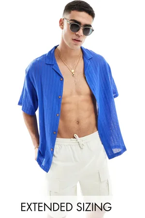 ASOS Short sleeve oversized revere collar textured shirt in