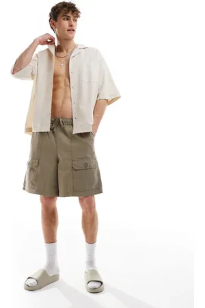 COLLUSION Beach linen revere short sleeve shirt in natural-Neutral