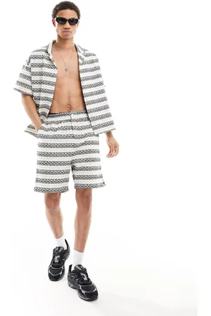 Native Youth Stripe jacquard shorts in black and white (part of a set)-Multi
