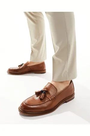 WALK LONDON Putney tassel loafers in leather-Brown