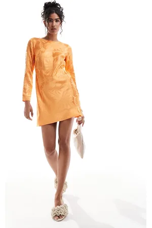 Never Fully Dressed Soho embossed satin mini dress in orange