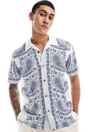 Pretty Green Placement paisley print short sleeve resort shirt in