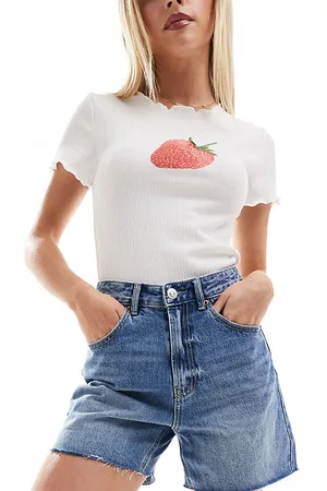 Stradivarius Petite denim dad shorts in medium