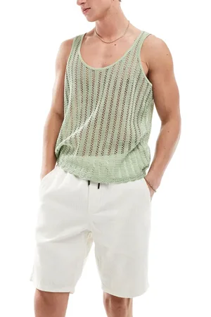 Only & Sons Pull on cord shorts in off white