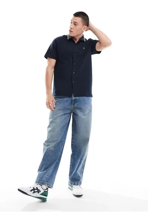 Farah Button through waffle polo shirt in