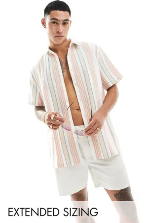 ASOS Relaxed shirt in tonal basket weave stripe