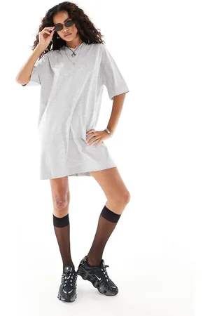 COLLUSION V-neck t-shirt dress in grey marl
