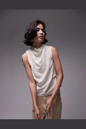Topshop High neck sleeveless top in -White
