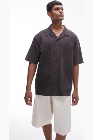Topman Oversized fit button through jersey polo in washed