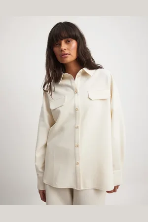 NA-KD X Laura Jade Stone linen blend oversized shirt in -Neutral