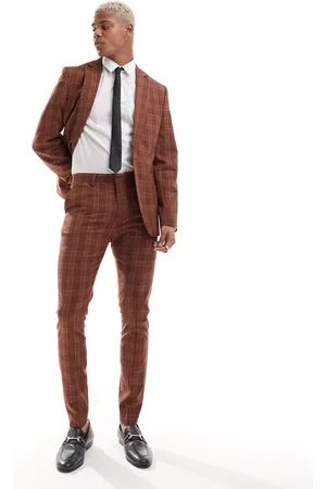 ASOS Super skinny suit pants in stone tonal check