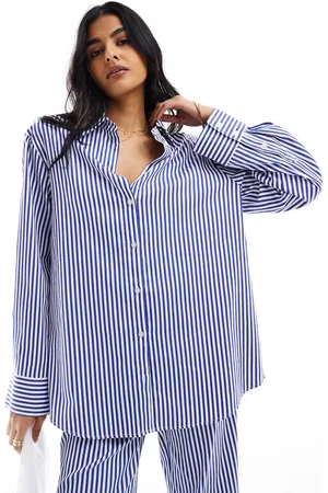 EDITED the label Oversized shirt in blue stripe (part of a set)-Multi