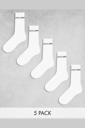 JACK & JONES 5 pack ribbed logo socks in