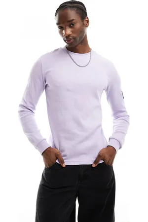 Calvin Klein Waffle badge long sleeve t-shirt in -Purple