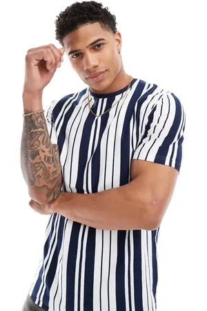 Brave Soul Vertical stripe t-shirt in & white