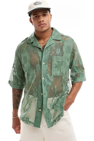 ASOS Short sleeve relaxed revere lace shirt in