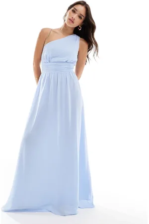Six Stories Bridesmaid one shoulder chiffon maxi dress in -Purple