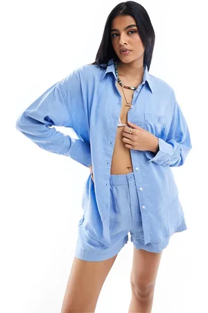 Lindex Magda linen blend oversized beach shirt in