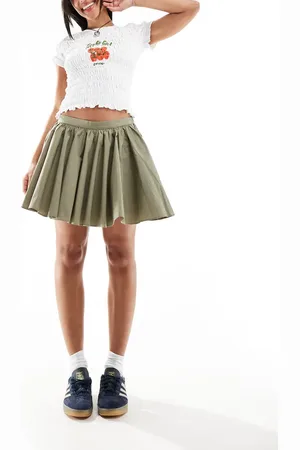 Free People Poplin swingy mini skirt in khaki-Green