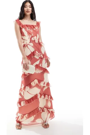 Pretty Lavish Exclusive to ASOS Cecile ruffle maxi dress in -Red