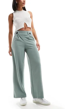 JDY High waisted wide fit tailored pants in teal-Green