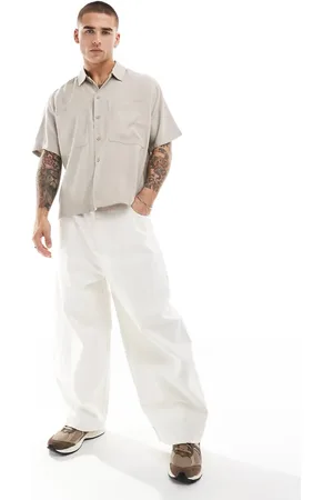 Bershka Premium pocket shirt in -Neutral