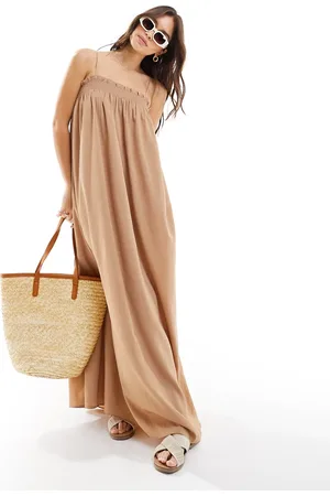 Pretty Lavish Strappy oversized midaxi dress in -Neutral