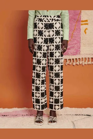 Ghospell Crochet pants in monochrome (part of a set)-Multi