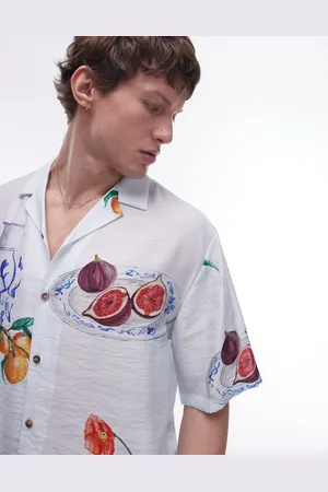 Topman Short sleeve relaxed hand drawn shirt in