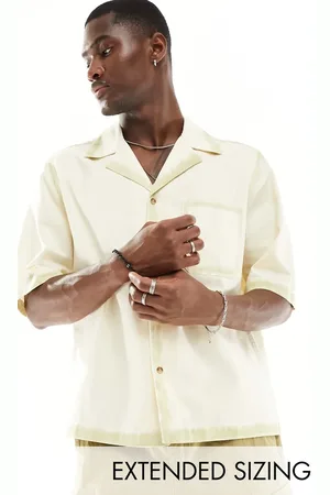 ASOS Short sleeve boxy relaxed revere denim shirt in -White