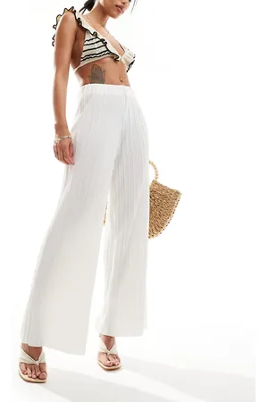 ONLY Loose fit plisse pants in off