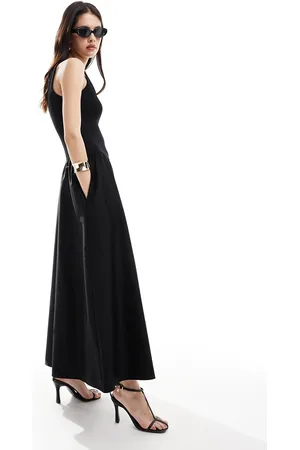 & OTHER STORIES Sleeveless maxi dress with volume hem in mixed jersey and woven fabric