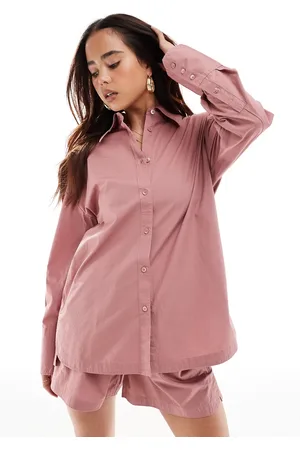 AllSaints Karina oversized shirt in dusty rose pink (part of a set)