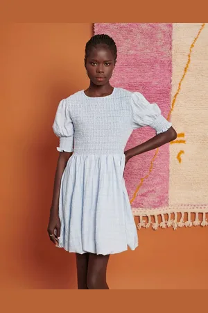 Ghospell Shirred bubble mini dress in